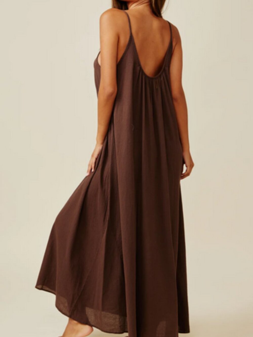 NEW - DOTTI Women's Chocolate Brown Maxi Flowing Summer Dress SIZE MEDIUM - Picture 5 of 16